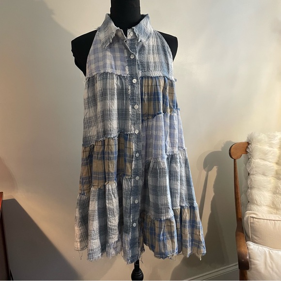 Blue Velvet Tops - BlueVelvet Mixed Patchwork Angled Hem Tunic Top Size Small NWT